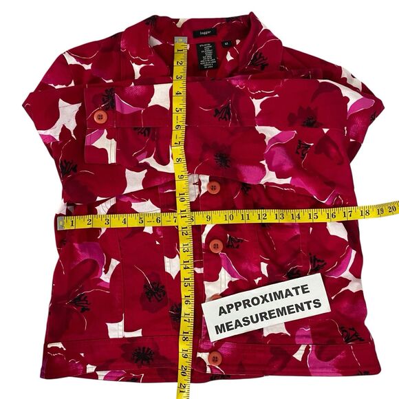 Haggar Blazer Womens Sz 12 Red Floral Jacket Office Workwear Coastal Resort - Picture 10 of 14
